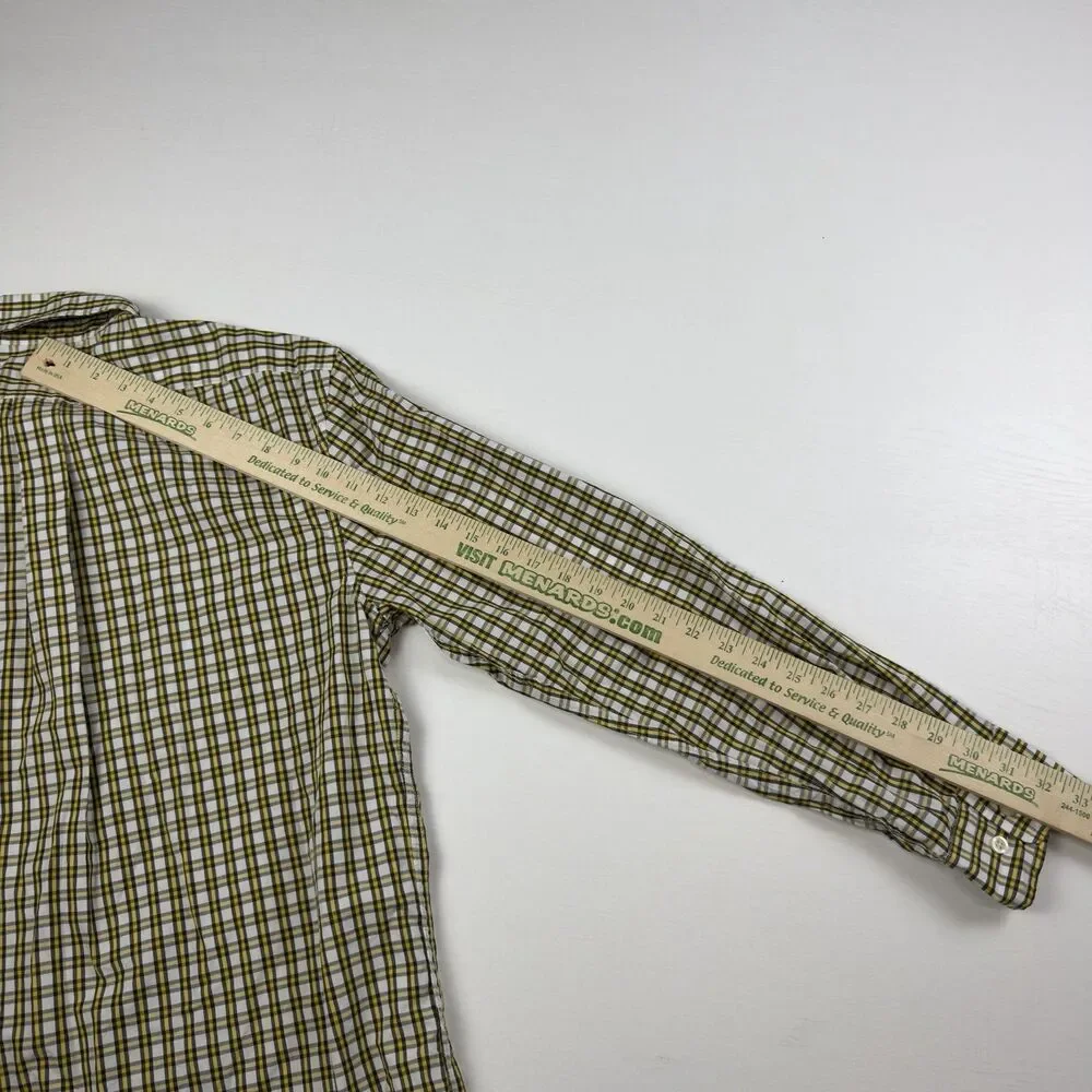 Banana Republic Untucked Standard Fit Mens M L/S Button Up Shirt Plaid Cotton